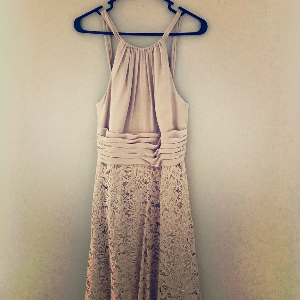 Champagne lace bridesmaid dress